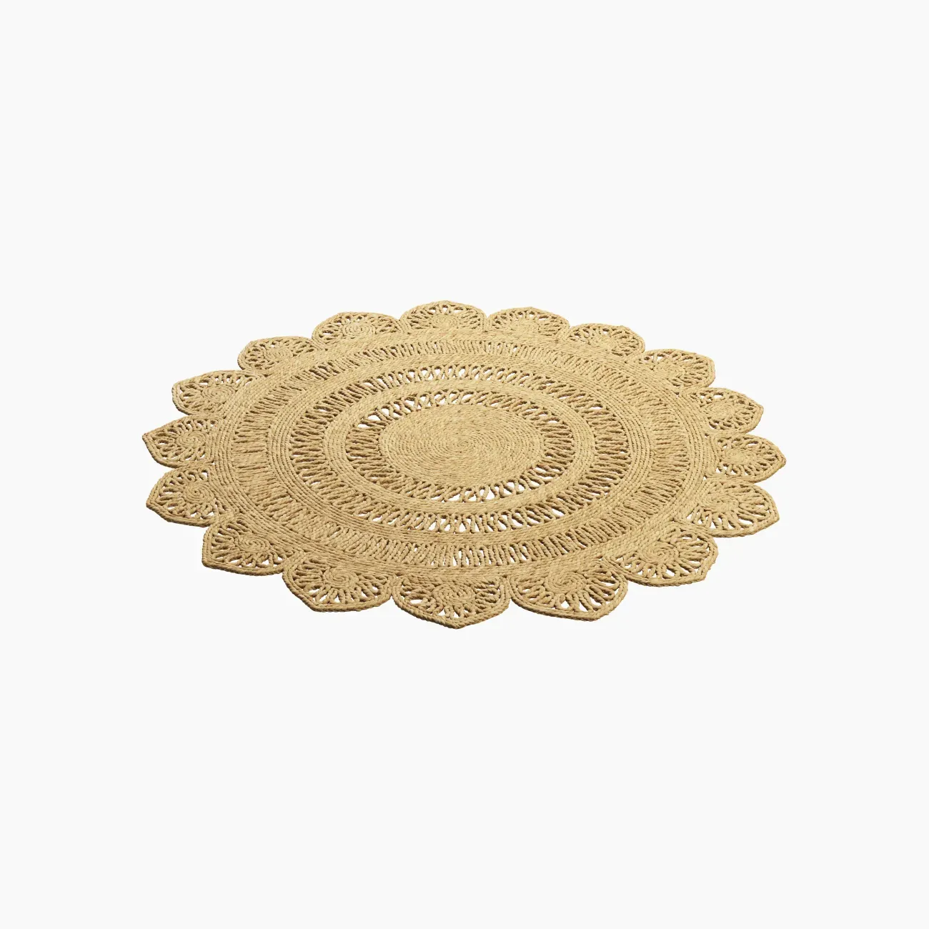 Round Teardrops Jute Rug