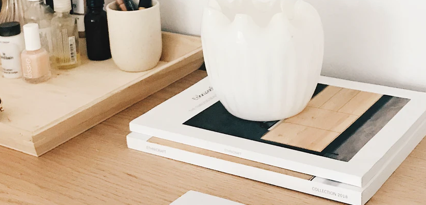 a table with some books on it